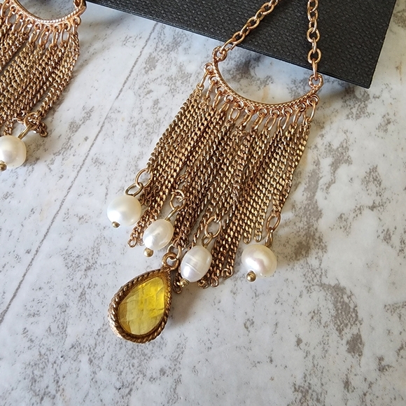 Cookie Lee copper and pearl dangling bead earrings NWT - Picture 4 of 10